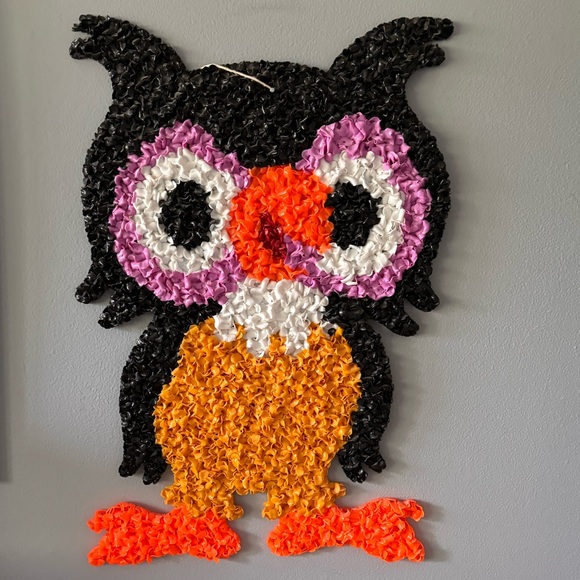 Vintage Large Popcorn Owl Retro Wall Decor Halloween - Picture 1 of 8